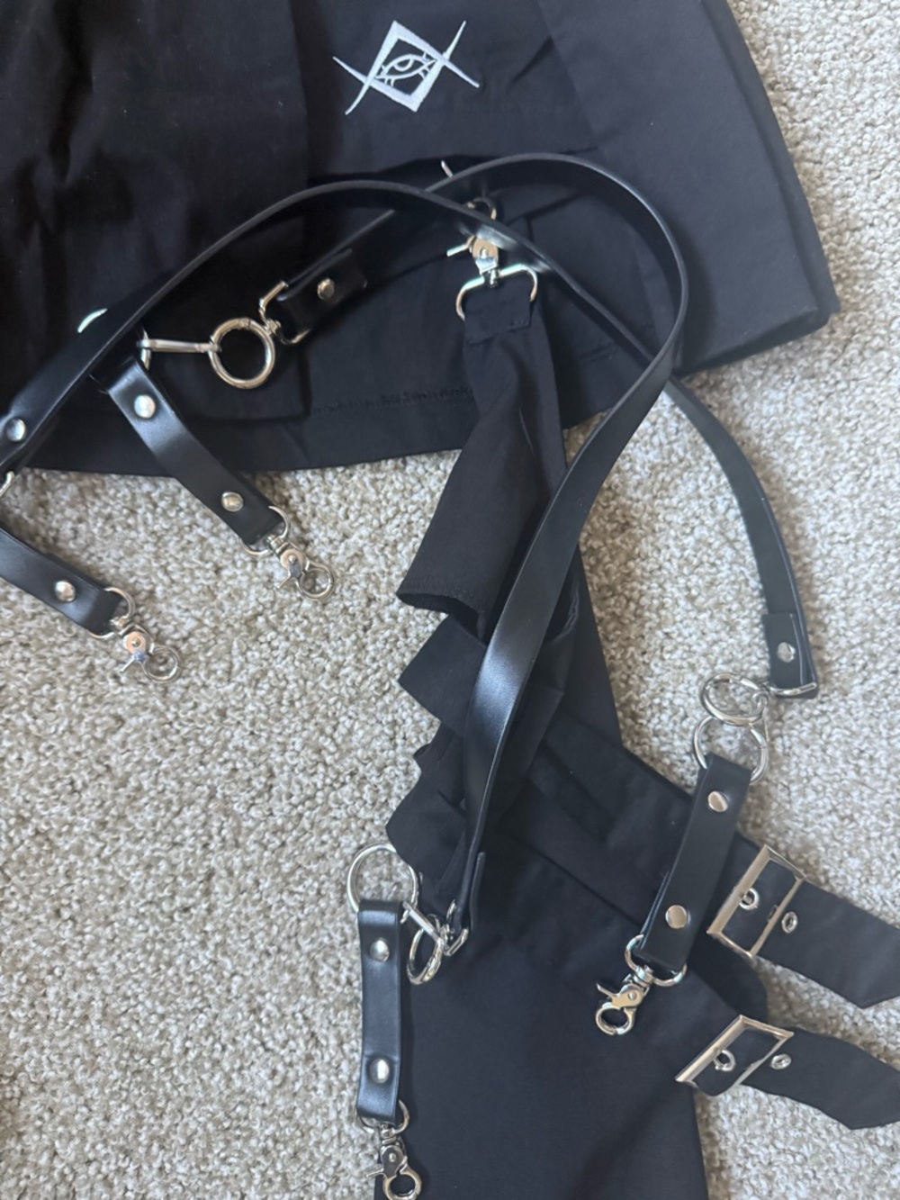 Black Pleated Grommet Mini Skirt with Removable Harness - Picture 2 of 5